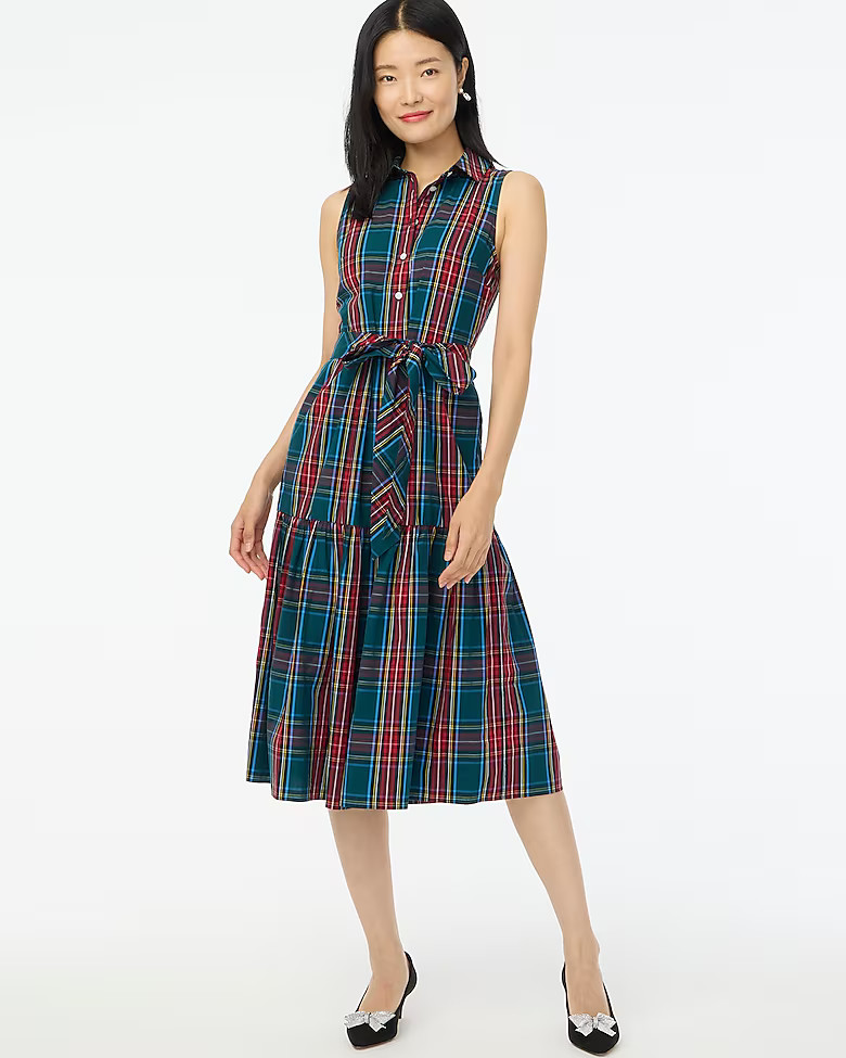 Sleeveless tartan shirtdress | J.Crew Factory