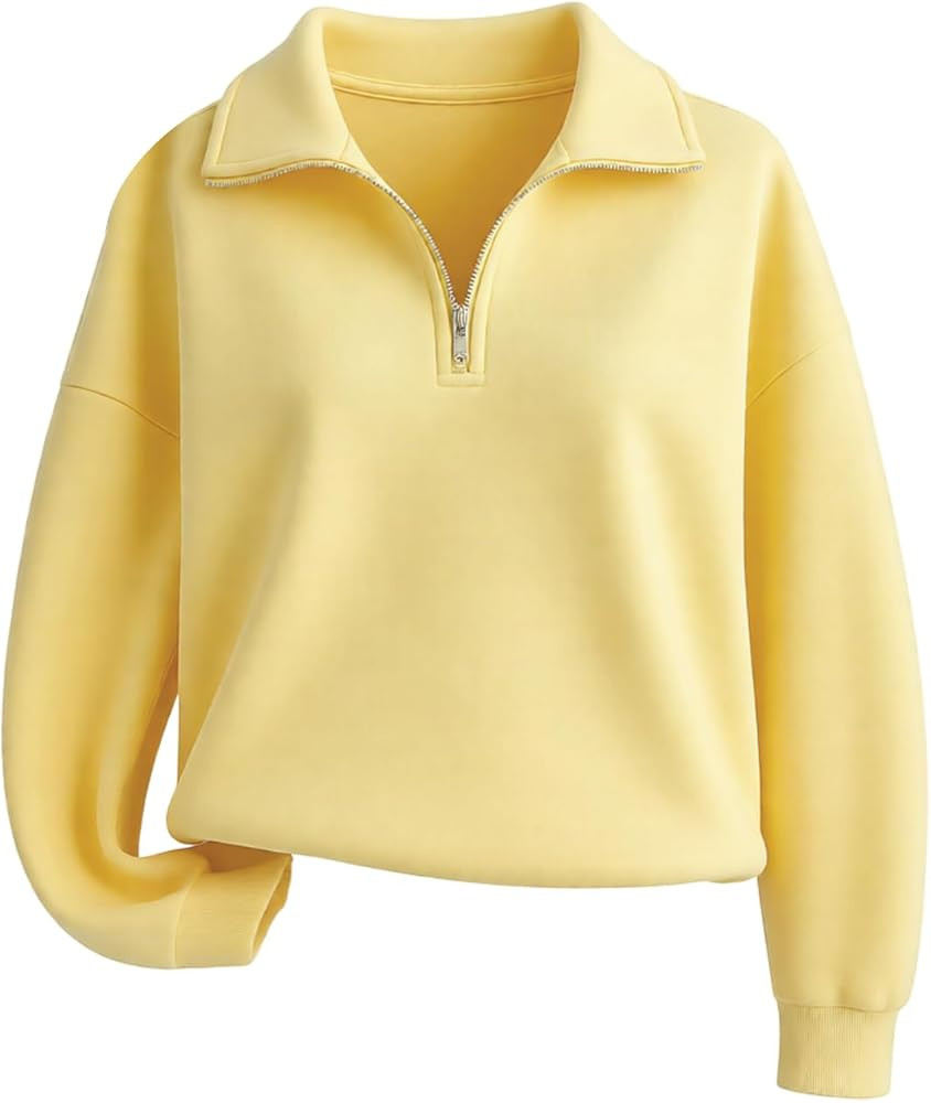 SOLY HUX Women's Quarter Zip Sweatshirt Collared Long Sleeve Drop Shoulder Pullover Tops Casual F... | Amazon (US)