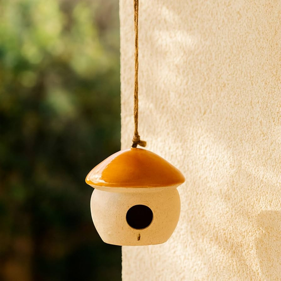 Stoneware Ceramic Round Bird Feeder – Patio & Outdoor Decor Accent and Bird-Friendly Station ... | Amazon (US)