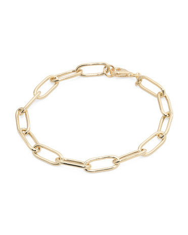 Made In Italy 14kt Gold Plated Paperclip Bracelet | TJ Maxx