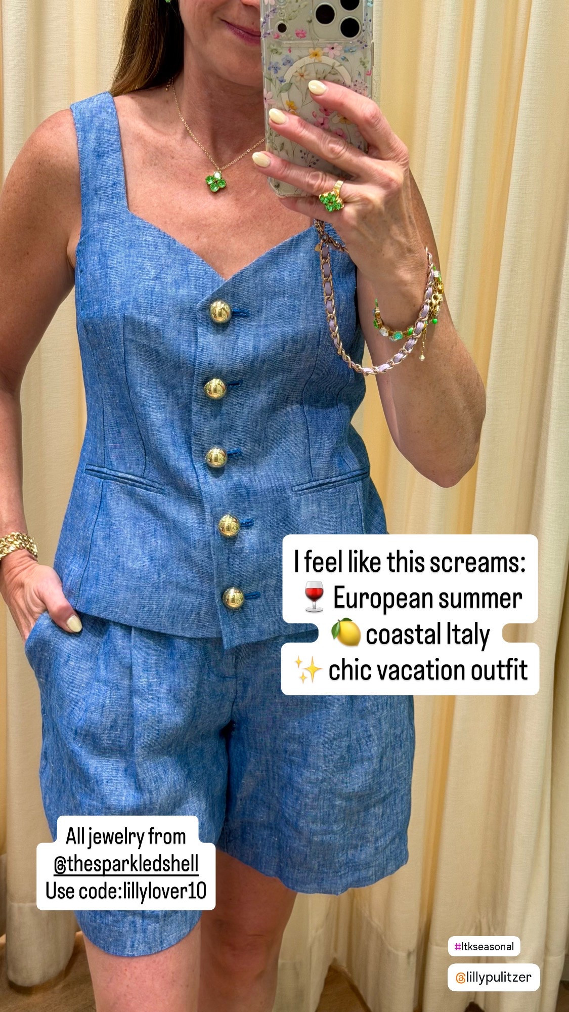 Linen Set 

Use code: HELLOSUMMER for 25% off. 

Currently debating if this linen set needs to come to Italy with me 🇮🇹💙✨

The tailored vest + linen shorts combo feels so chic and elevated while still being lightweight and comfortable for travel. I love pieces that can be worn together or styled separately, which makes this set even better for packing.

Honestly feels very “European summer in Positano” to me 🍋✨

Would you wear this in Italy?

#italyoutfit #europeansummer #linenstyle #vacationstyle #resortwear #travelstyle #italyvacation #lillypulitzer #summerfashion #matchingset #linenoutfit #mediterraneanstyle #vacationoutfits #styleover40 #fashionover40 #classicstyle #preppystyle #traveloutfit #summerstyle #resortstyle #outfitinspo #ltkstyle #ltktravel #vacationfashion #elevatedstyle 

Italy vacation outfit
European summer outfit
linen set women
Linen two piece set
Italy travel fashion
Mediterranean cruise outfits
resort wear for women
chic vacation outfits
linen shorts set
European vacation style
women’s travel fashion
summer vacation outfit
matching linen set
elevated casual outfits
Positano outfit inspiration
Amalfi Coast fashion
lightweight travel outfits
stylish outfits for Italy
fashion over 40 travel style

#LTKSeasonal #LTKSaleAlert #LTKTravel