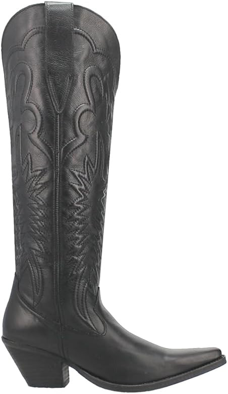 Dingo Womens Raisin Kane Embroidered Snip Toe Casual Boots Over the Knee Mid Heel 2-3" - Black | Amazon (US)