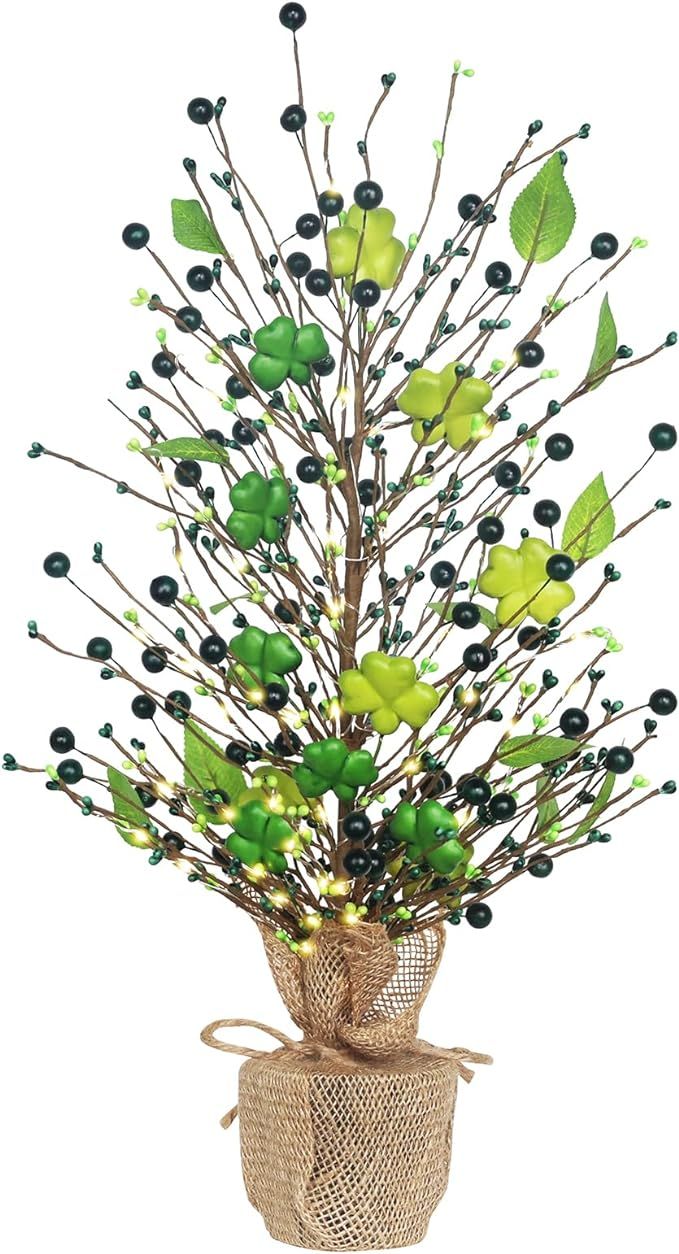 St Patricks Day Decorations, DECSPAS 20" Table Tree with Foam Shamrock St Patricks Day Decor, Dec... | Amazon (US)