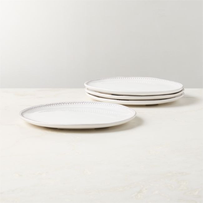 Iliana White Stoneware Dinner Plates Set of 4 | CB2