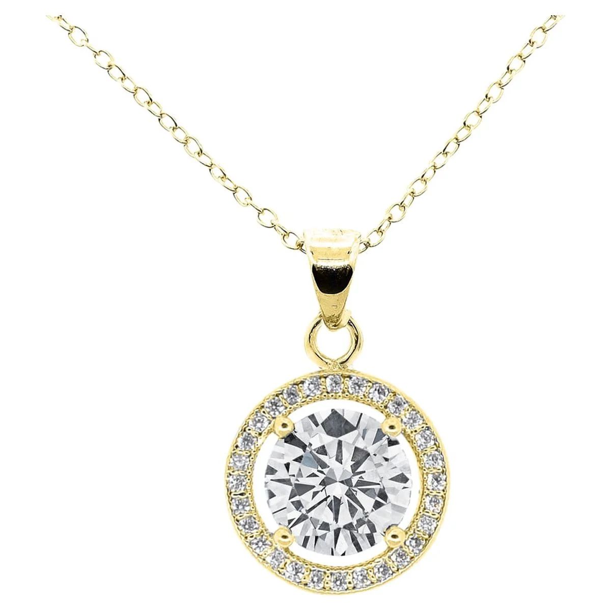 Cate & Chloe Blake 18k Yellow Gold Plated Halo Necklace for Women | CZ Crystal Necklace, Jewelry ... | Walmart (US)