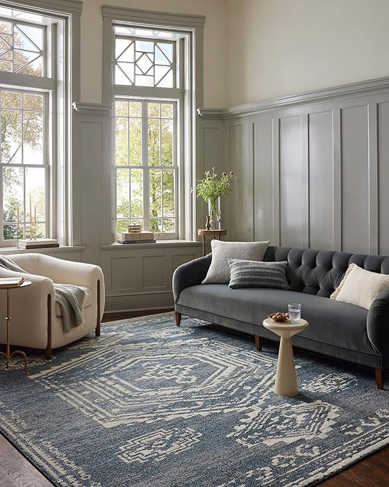 Loloi Magnolia Home by Joanna Gaines Gigi Collection GIG-03 Denim/Ivory 7'-10" x 10' Area Rug | Amazon (US)