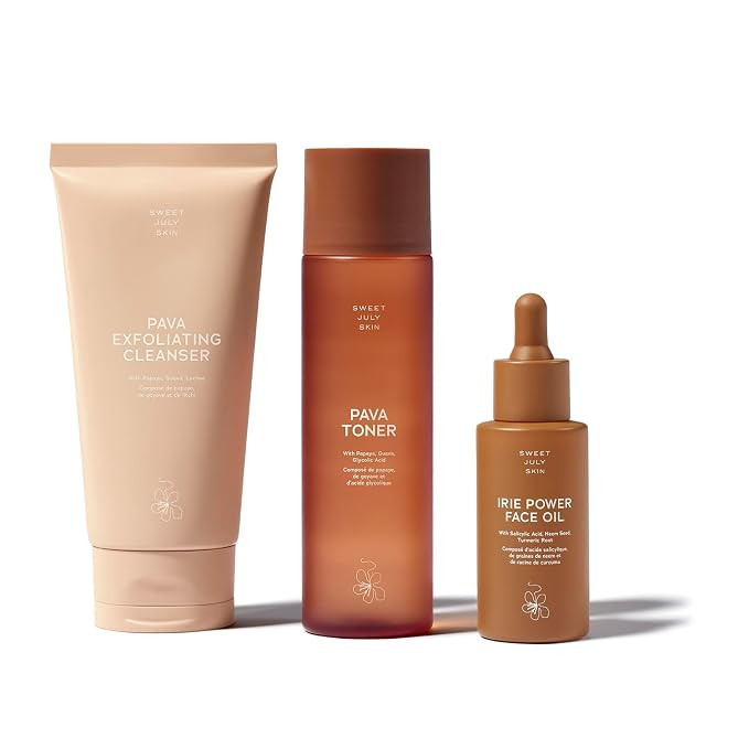 SWEET JULY SKIN The Essentials Set - 3 PC Full Size Cleanser, Toner, Facial Oil to Achieve Balanc... | Amazon (US)
