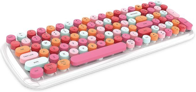 Wireless Bluetooth Keyboard, Portable 100-Key Typewriter Retro Round Keycaps Keyboard, Compatible... | Amazon (US)