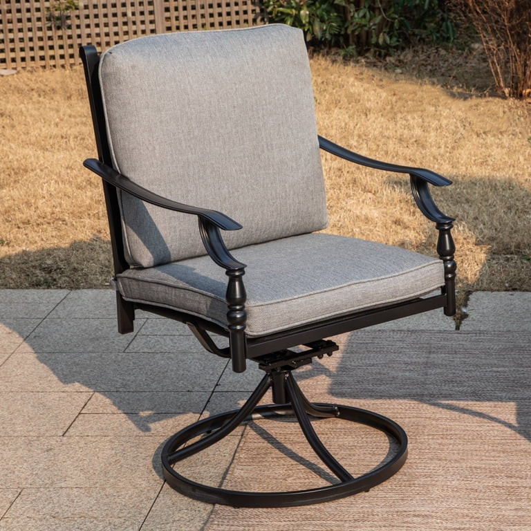 Summit Living Outdoor Patio Swivel Dining Chairs Set of 2, Metal Patio Chairs with Cushion, Gray | Walmart (US)