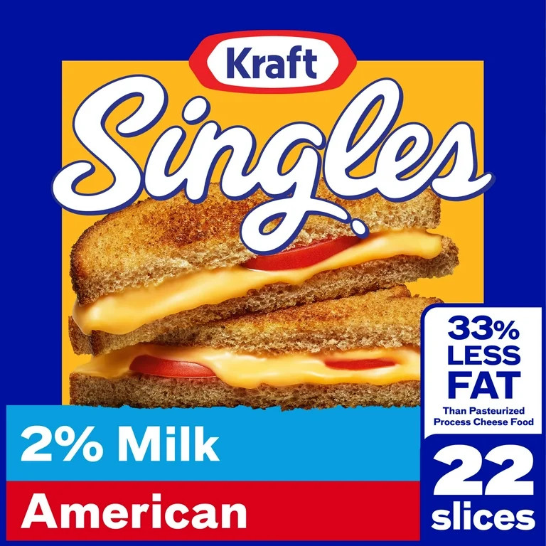 Kraft Singles 2% Pasteurized Prepared Cheese Product American Slices, 22 ct Pack | Walmart (US)