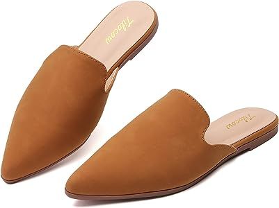 Tilocow Flat Mules for Women Closed Pointed Toe Backless Mule Sandals Comfortable Slides Mules Sh... | Amazon (US)