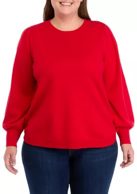 Crown & Ivy Women's Plus Size Striped Sweater, Red, 4X | Belk
