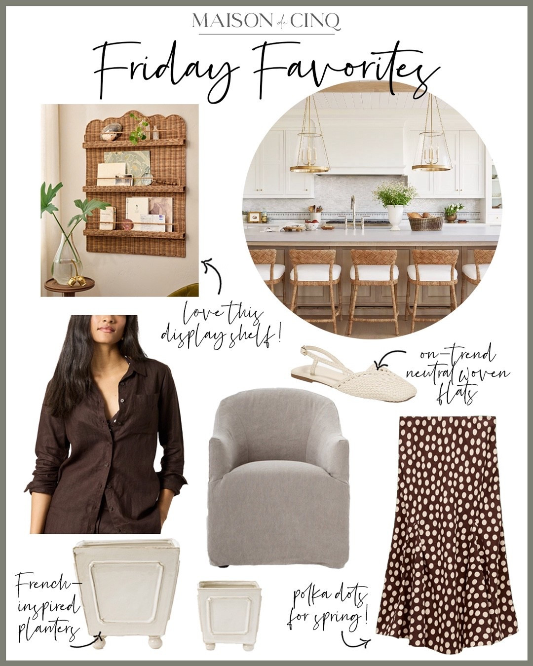 So many fun finds on Friday Favorites this week like brown dresses, skirts and more, a gorgeous dining chair, the prettiest cabinet, our fave woven neutral flats, and more!

Home decor, vases, planters, linen shirt, spring dress, slip skirt, spring fashion, spring outfit 

#LTKOver40 #LTKHome #LTKSeasonal