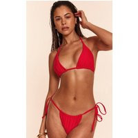 Red Tie Side Ruched Bikini Bottoms | PrettyLittleThing US