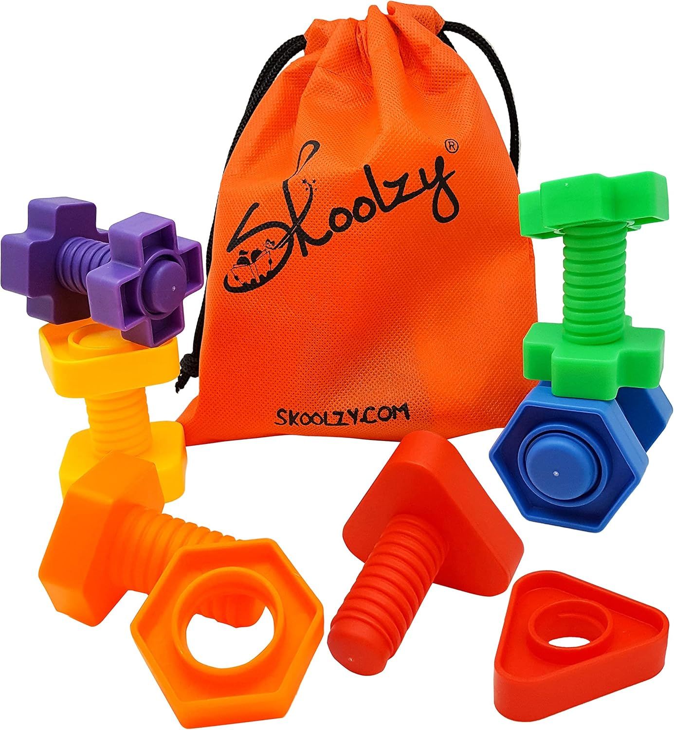 Skoolzy Nuts and Bolts 12 Piece Toy Building Block Set Sensory Occupational Therapy STEM for 18+ ... | Amazon (US)