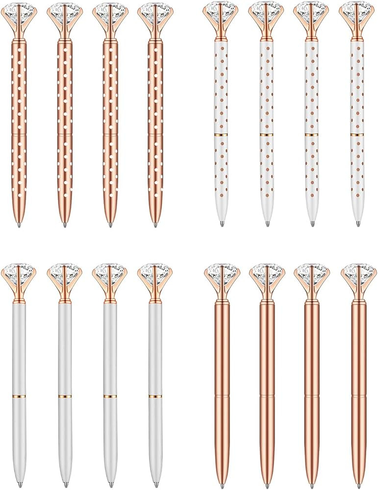 Fuhgkg 16PCS Rose golden Ballpoint Pens Diamond Ballpoint Pens Fancy Cute Crystal Pen Décor Gift... | Amazon (US)