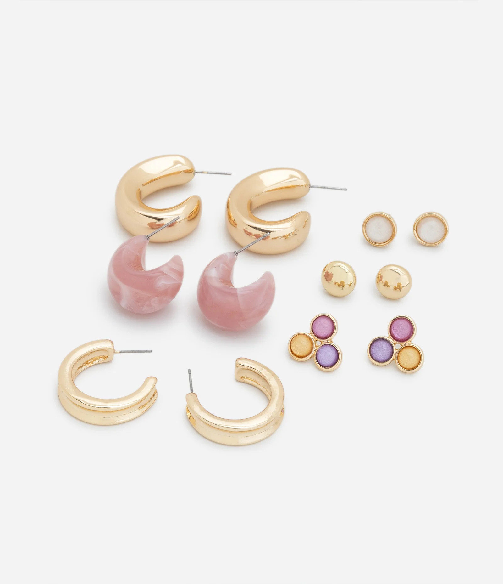 Kit 06 Brincos Pequenos com Detalhes e Formatos Variados Multicores - Lojas Renner | Renner (BR)