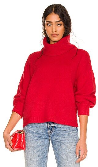Cheryl Balloon Sleeve Pullover in Bright Poppy | Revolve Clothing (Global)