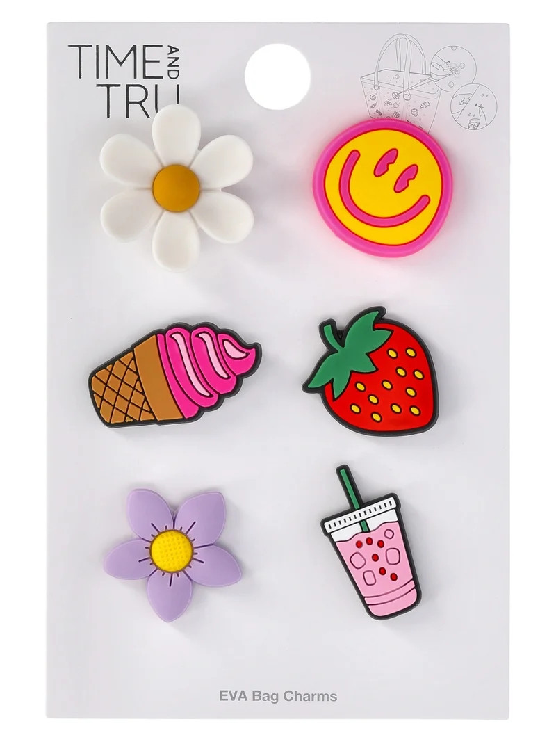 Time and Tru Women's Summer Fun Handbag Charms for EVA Beach Tote, 6-Pack | Walmart (US)