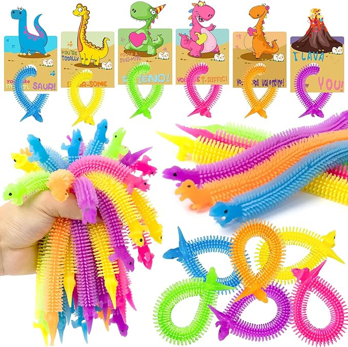 Kids Valentines Day Gifts for Class - 24 Pack Valentines Gift Cards with Glow in The Dark Dinosau... | Amazon (US)