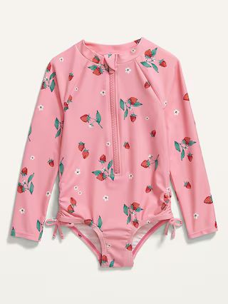 Long-Sleeve Side-Tie One-Piece Rashguard Swimsuit for Toddler Girls | Old Navy (US)