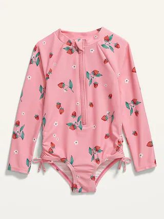 Long-Sleeve Side-Tie One-Piece Rashguard Swimsuit for Toddler Girls | Old Navy (US)