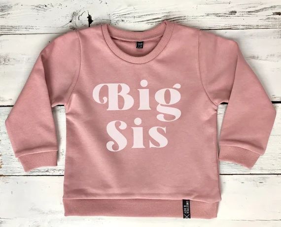 Big Sister Pink/terracotta Retro Baby and Kids Sweatshirt | Etsy | Etsy (US)