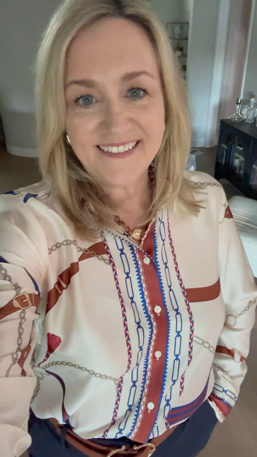Love this equestrian print blouse.  Fall outfit, work outfit

#LTKootd #LTKWorkwear #LTKOver40