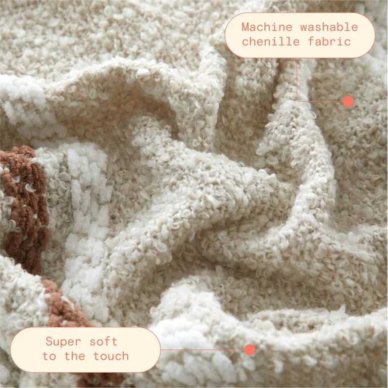 Beautiful 60" x 50" Cozy Striped Porcini Chenille Throw by Drew Barrymore | Walmart (US)