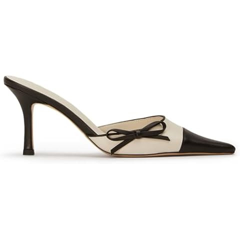 Bow Tie Heeled Mules for Women Slip On Pumps Shoes Backless Stiletto High Heels Pointed Toe Dress... | Amazon (US)