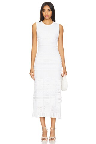 Lacy Midi Dress in White & Blue Floral | Revolve Clothing (Global)