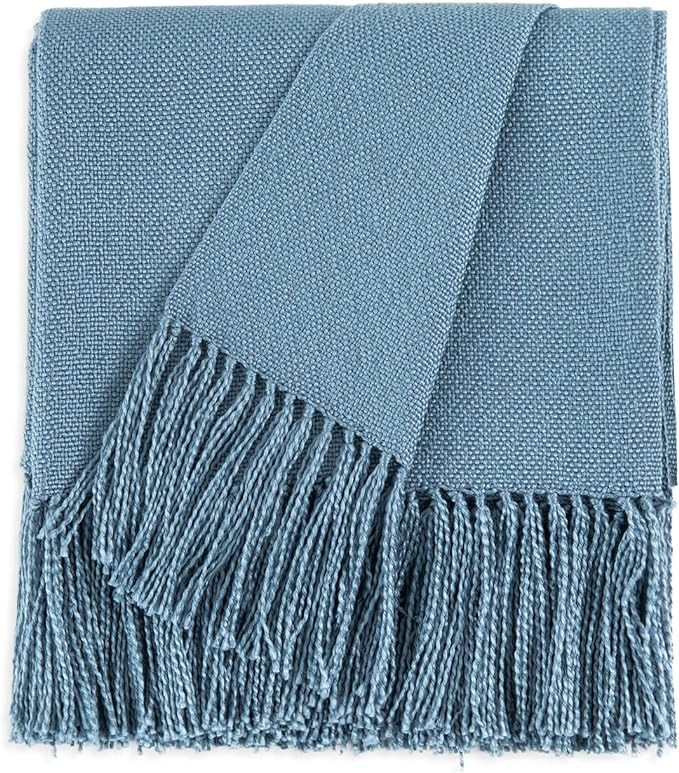 CozeCube Blue Throw Blanket for Couch, Boho Throw Blanket with Fringe Tassel, Lightweight Fall Th... | Amazon (US)