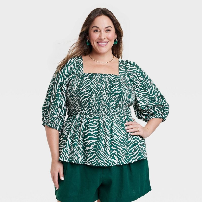Women's Puff Elbow Sleeve Peplum T-Shirt - Ava & Viv™ | Target
