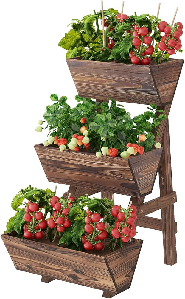 3-Tier Wooden Vertical Raised Garden Bed with Legs, Tiered Planter Box, Vertical Garden Planter,W... | Amazon (US)