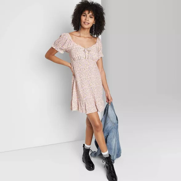 Women's Short Sleeve Sweetheart Ruffle with Tie-Back Dress - Wild Fable™ | Target