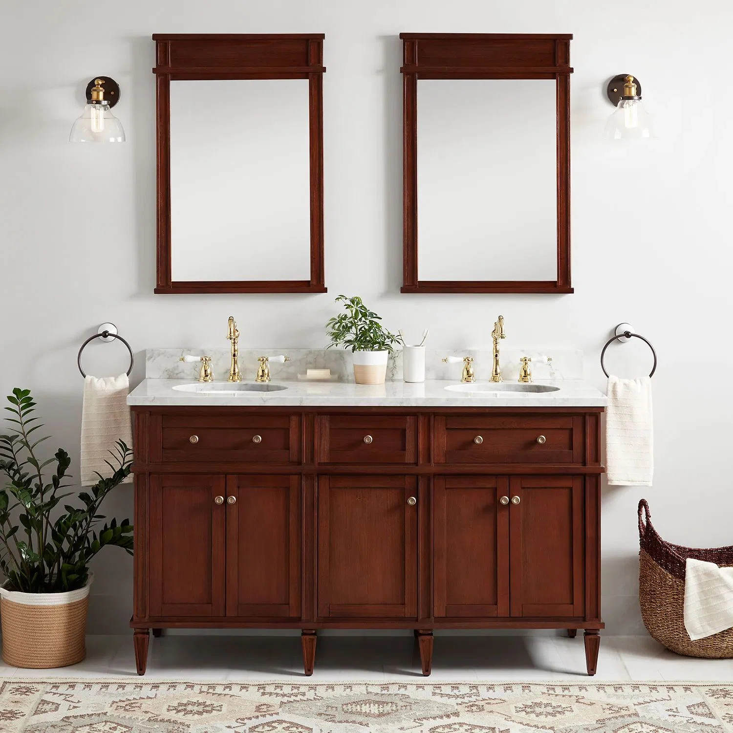 60" Elmdale Double Bathroom Vanity Set with Oval Undermount Sinks | Wayfair North America