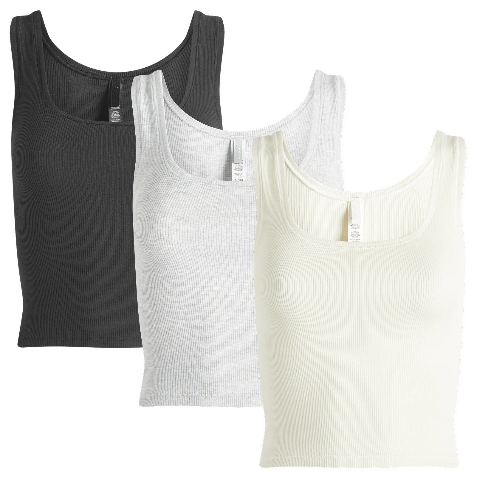 SKIMS Women's Cotton Rib Bundle Tank in Bone Multi, Size Medium | END. Clothing