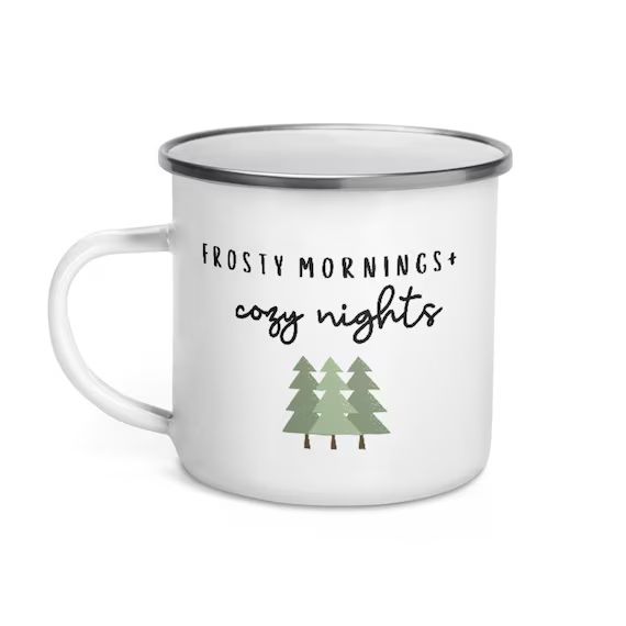 Frosty mornings and cozy nights campfire mug, cute mug, festive mug, christmas mug, punny mug, ho... | Etsy (US)