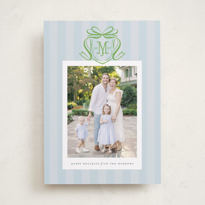 "Southern Charm" - Customizable Holiday Photo Cards in Blue by Pink House Press. | Minted