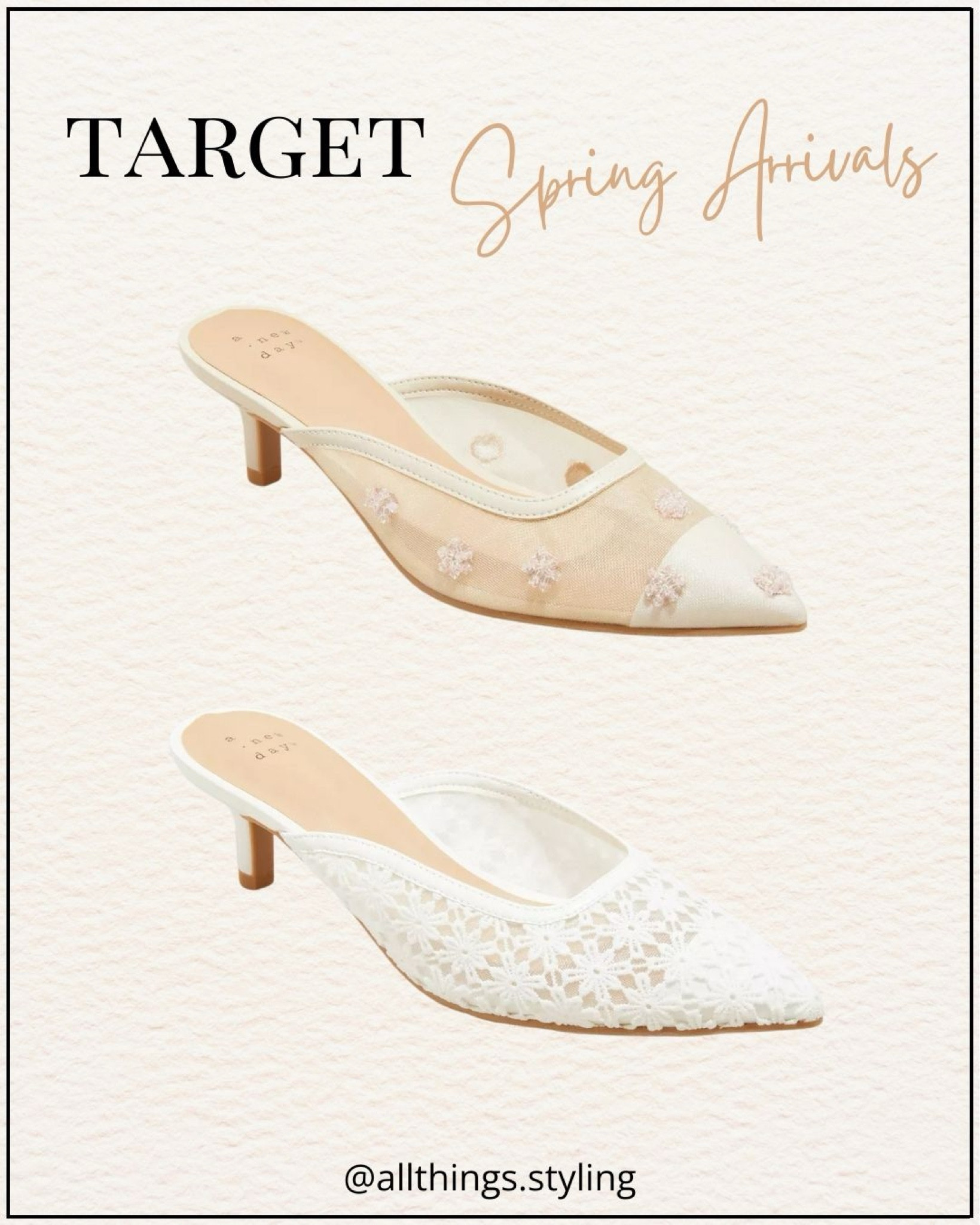 Loving the new TARGET Shoes for Spring.  These kitten mule heels are so cute. 

#targetspringshoes #kittenheels #embellishedmuleheels #vacationoutfit 

#LTKSeasonal #LTKShoeCrush #LTKTravel