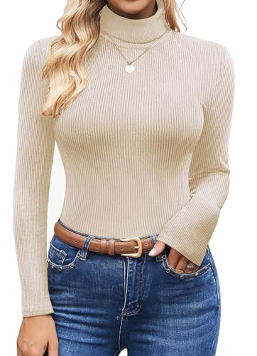 Ekouaer Women's Turtleneck Tops Ribbed Pullover Sweater Long Sleeves Shirts Midweight Thermal Und... | Amazon (US)