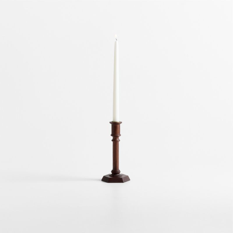Simson Small Dark Wood Taper Holder 8 | Crate & Barrel