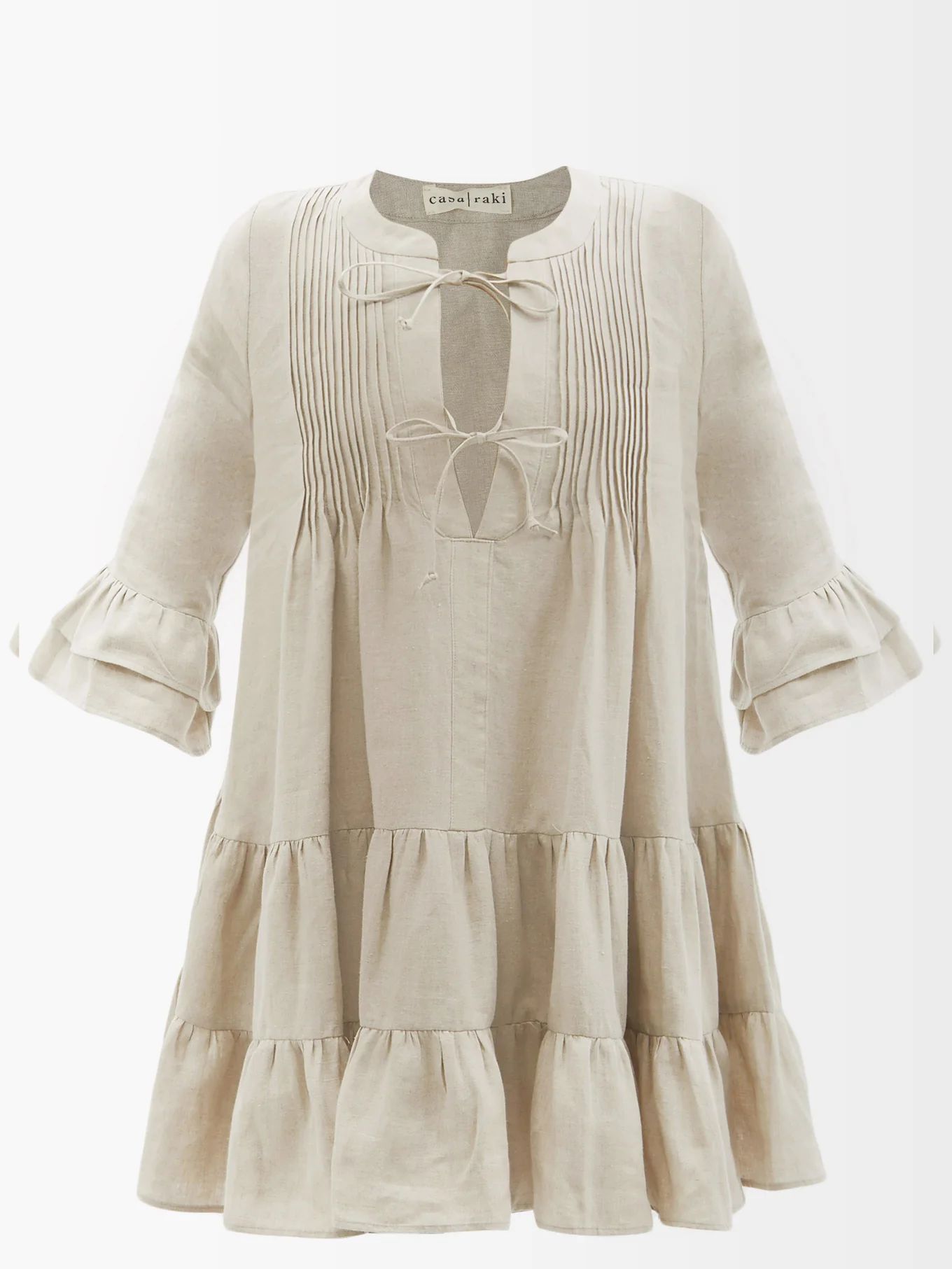 Nina tiered organic-linen mini dress | Casa Raki | Matches (US)