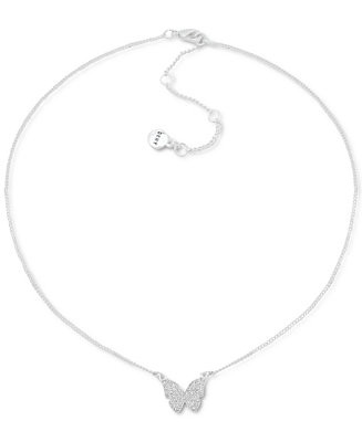 Pavé Butterfly Pendant Necklace, 16" + 3" extender | Macy's