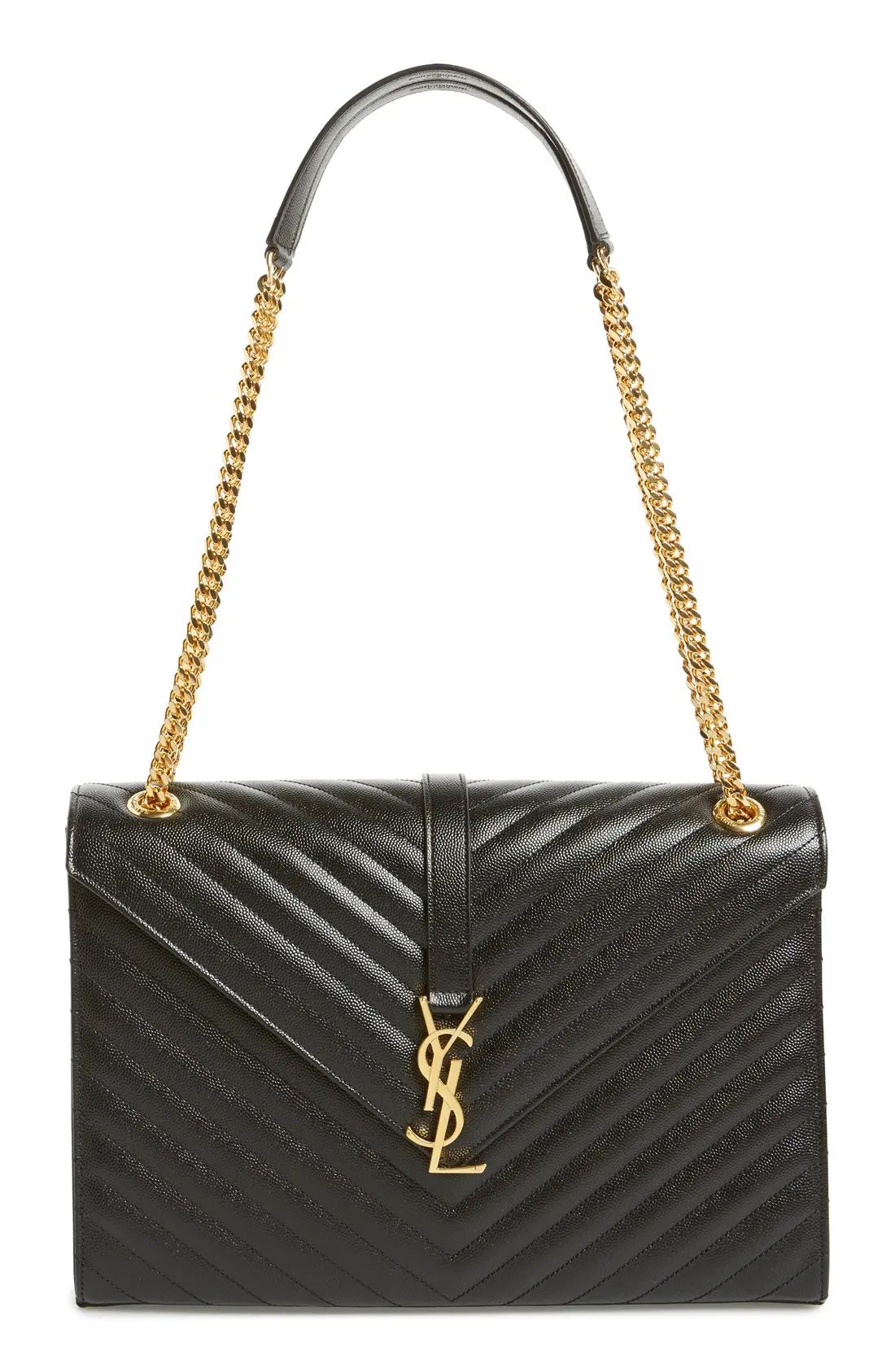 'Large Monogram' Grained Leather Shoulder Bag | Nordstrom