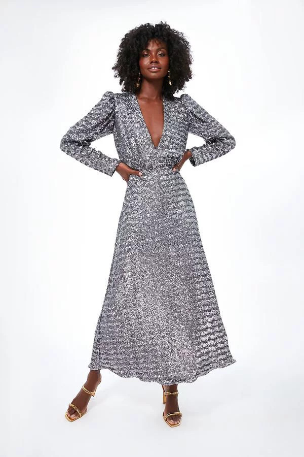 Pewter Bernadette Sequin Midi Dress | Borgo de Nor | Tuckernuck (US)