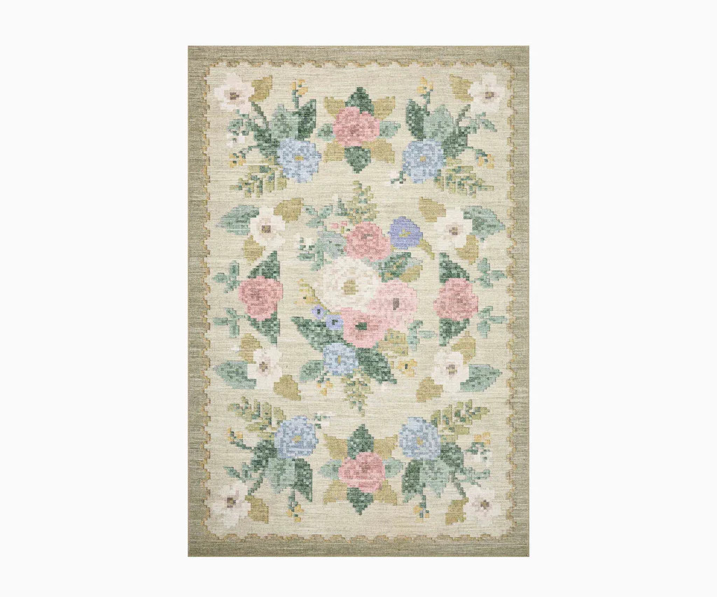 Rosa Antique Rose Power Loomed Rug - Cream | Rifle Paper Co.