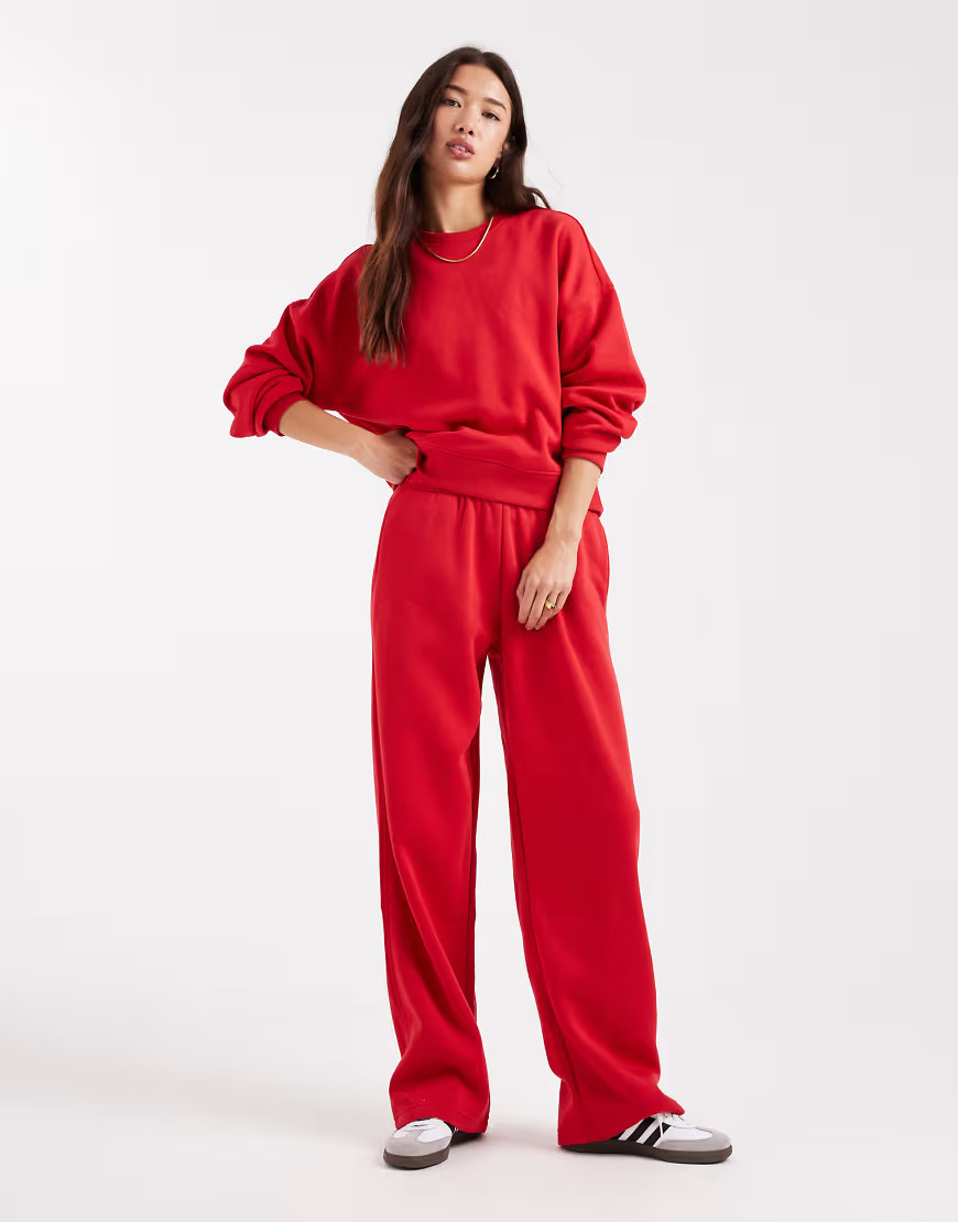 ONLY straight leg jersey sweatpants in bright red - part of a set | ASOS (Global)
