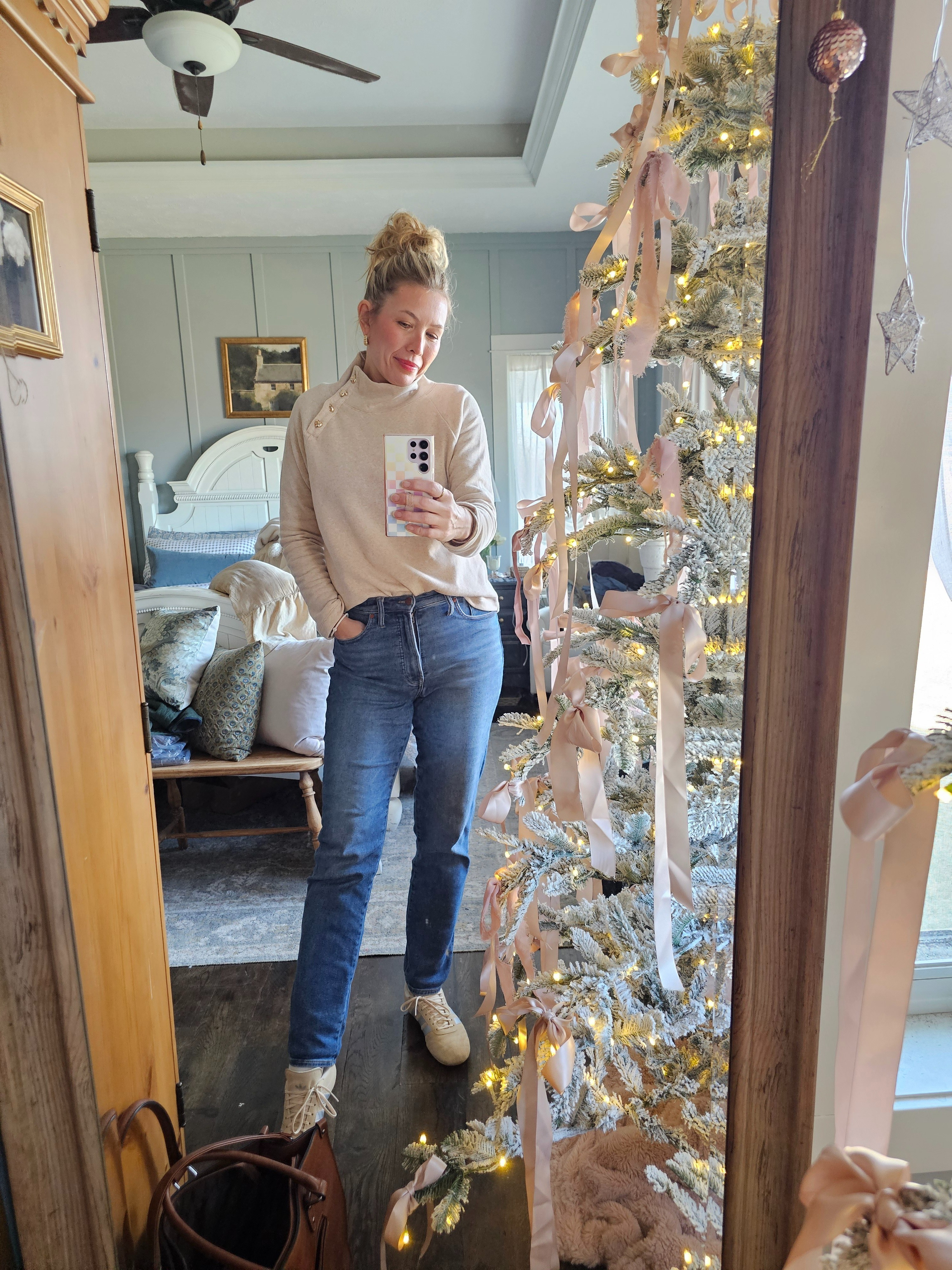 Cute and soft pullover with heart buttons Yes, my tree is still up

#LTKootd #LTKOver40 #LTKTall