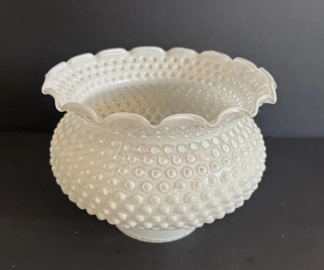 Vintage White Milk Glass Hobnail Lamp Shade Ruffled Top 6"d 2.75" Fitter Granny - Etsy | Etsy (US)